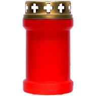 Set 16 candele rosii 20 ore cu capac metalic pentru cimitir 80 g Zniczplast